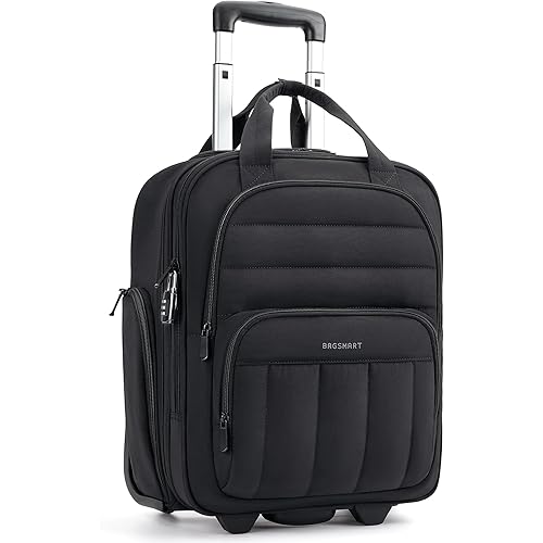 BAGSMART Small Underseat Carry on Luggage with Wheels, 16 inch Small Under Seat Luggage, Lightweight Travel Suitcase for Women, Classic