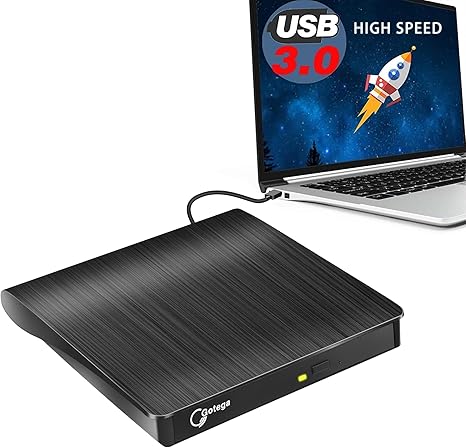 Gotega External DVD Drive, USB 3.0 Portable +/-RW, DVD Player