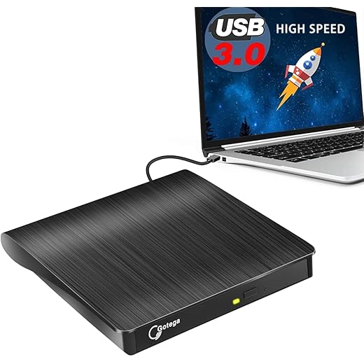 rts External USB 3.0 Portable CD DVD +/-RW Drive Burner Slim DVD/CD ROM Rewriter Player Superdrive, High Speed Data Transfer for Laptop MacBook Desktop PC, Plug and Play