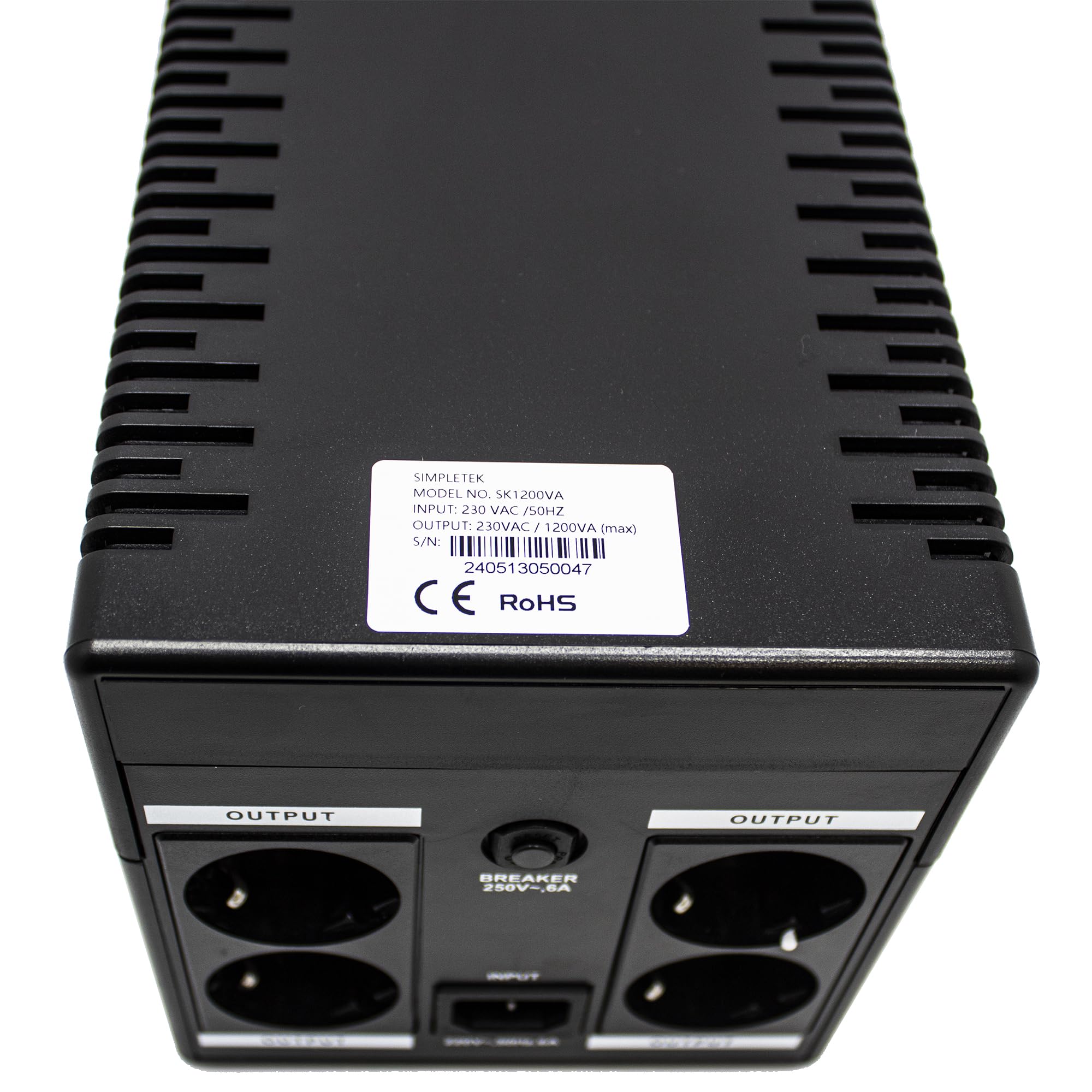 SIMPLETEK - Gruppo di continuità (UPS) 1200VA/720W con 4 prese AVR, protezione sovratensioni e cavo incluso
