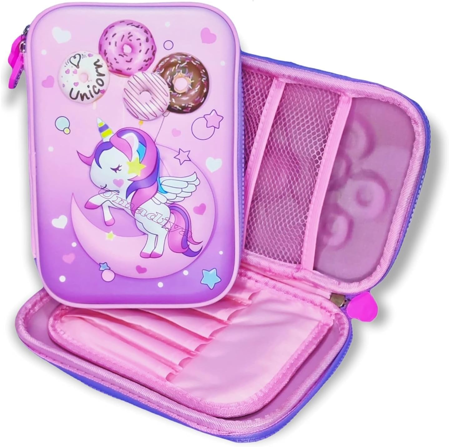 Unicorn Pencil Case Compartments 3D Cover School Supply For Students, Stationery Box, Unicorn Pencil Box New Kids Designer Cute Stylish For Boys & Girls - Canvas, Multicolor