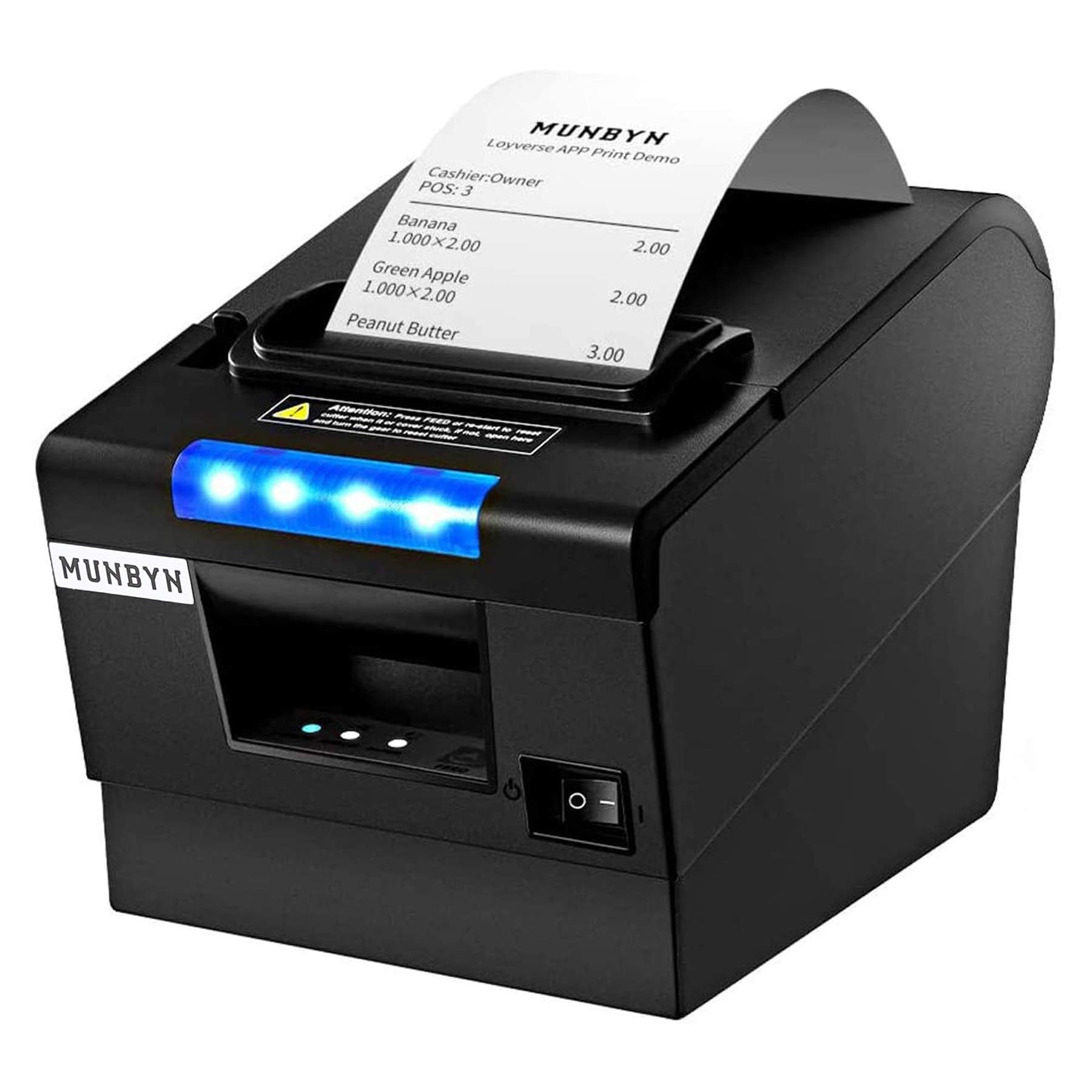 MUNBYN Receipt Printer P068, 3 1/8" 80mm Direct Thermal Printer, POS
