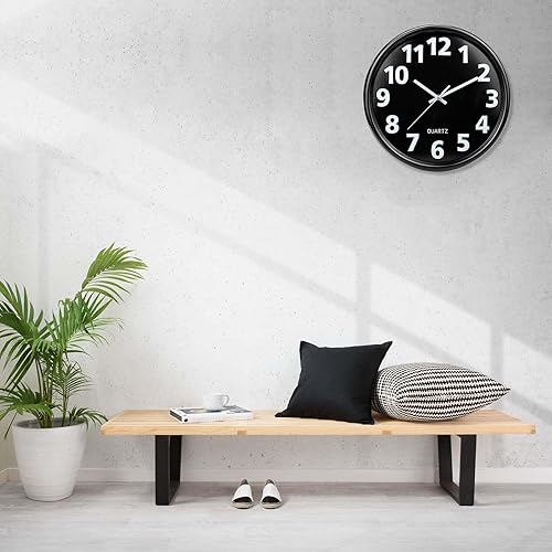 Miniatura 7 de Plumeet Reloj de pared de 12 pulgadas, funciona con pilas, cuarzo silencioso sin tictac, estilo moderno, adecuado para dormitorio, sala de estar,