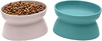 Kitty City Raised Cat Bowls Set of 2 - Whisker-Friendly Elevated Food & Water Dishes, 6.5oz, Dishwasher Safe, Teal & Pink