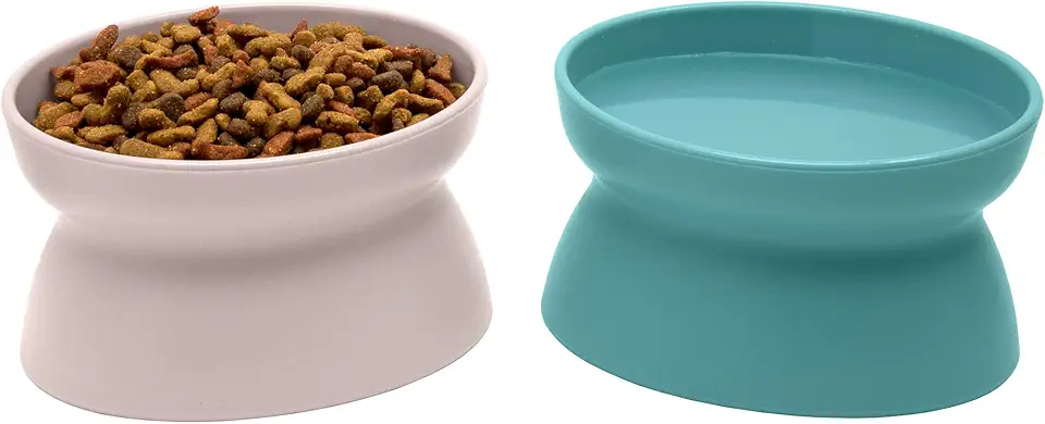 Kitty City Tigela de comida elevada para gatos, alimentador para animais de estimação sem estresse