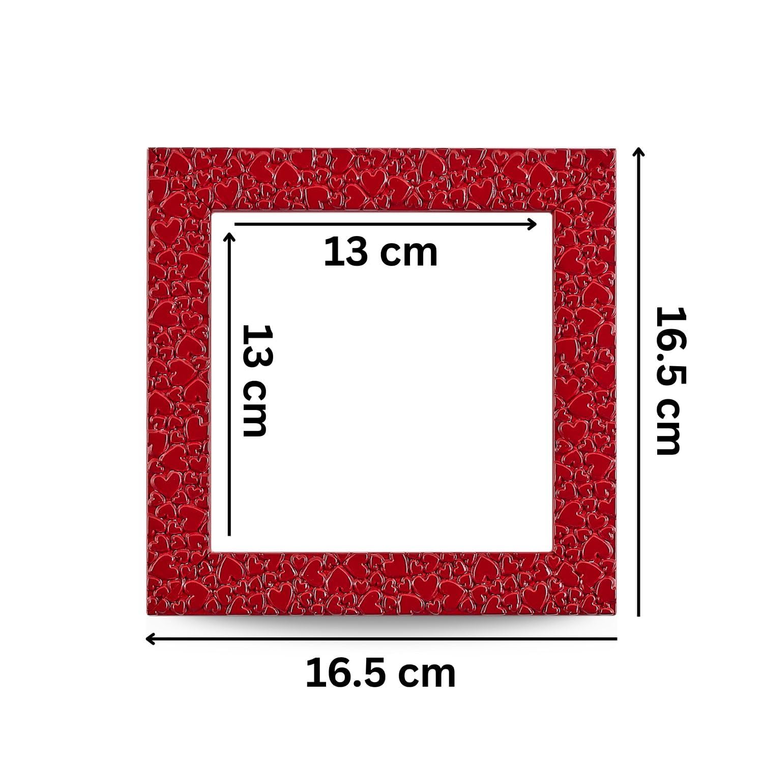 artemisia cornici – Cornice Artigianale Set 2 13x13 cm in Legno Laccato Rosso con Frontale Acrilico, Fantasia Cuoricini, Idea Regalo per San Valentino, Uso da Parete o da Appoggio, Made in Italy