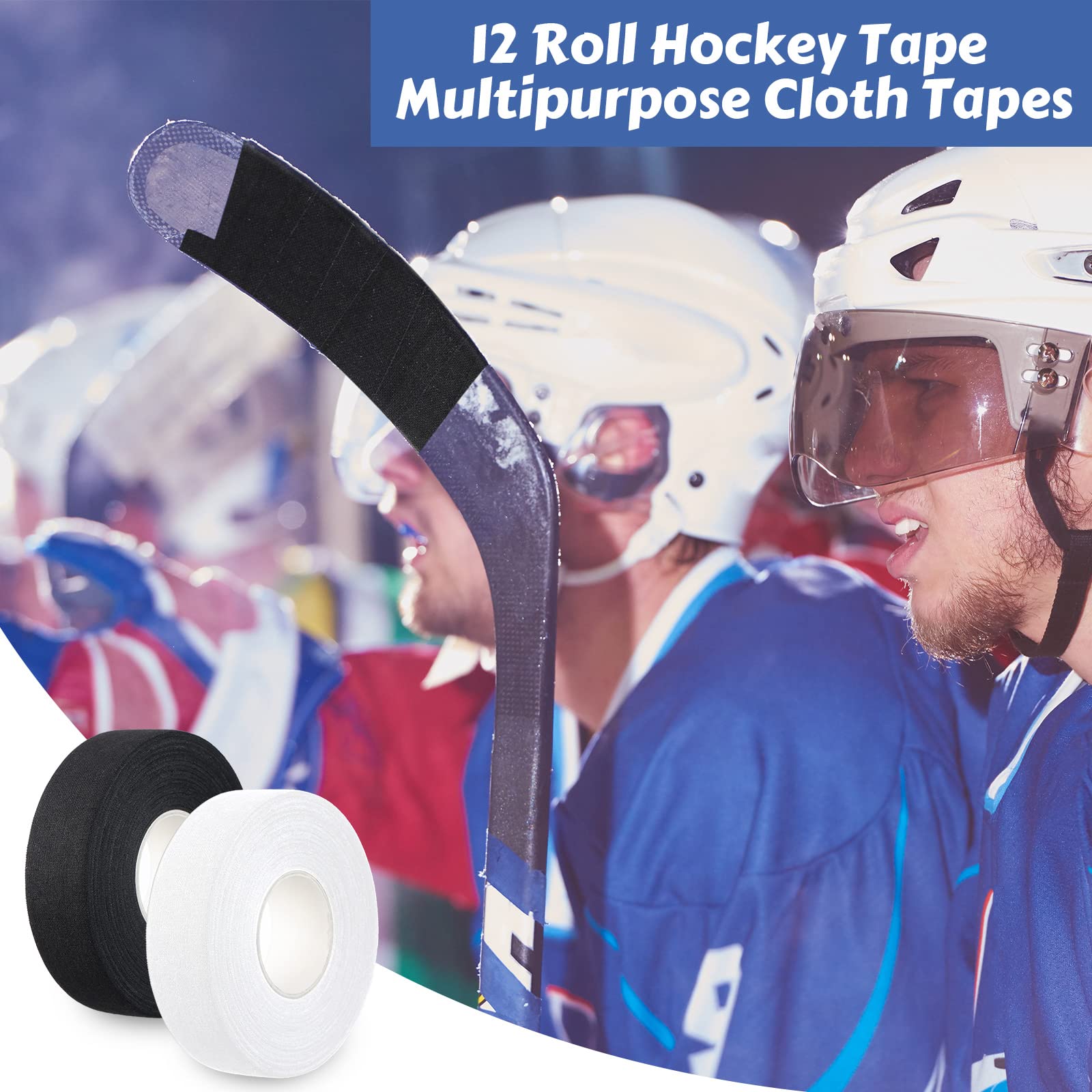 YuCool Hockey-Tape Schwarz - 2 Breiten 1,5cm & 2,5cm, 15m Pro Rolle
