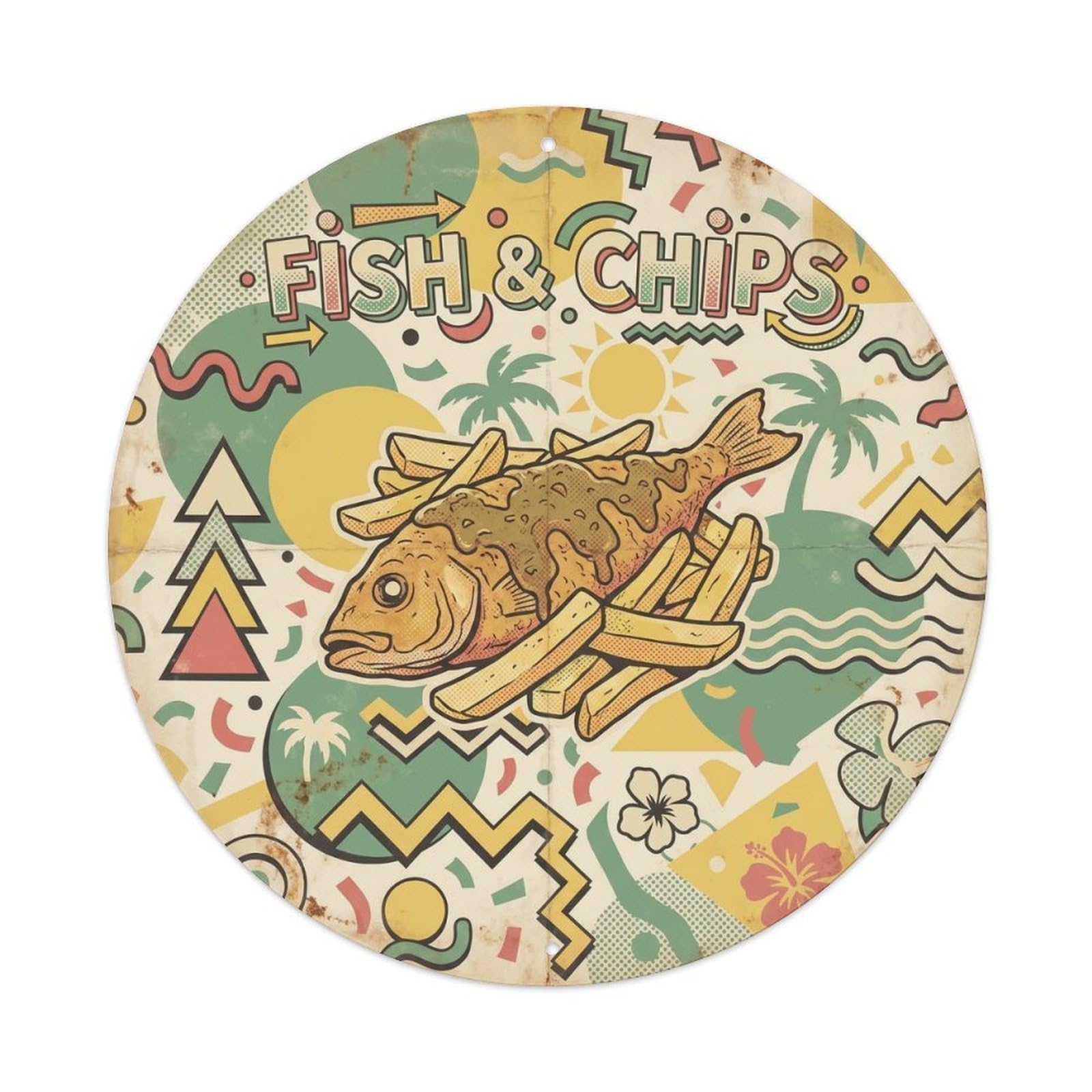 Jamaica Travel Fish And Chips Crispy Fillet Bold Pop Metal Tin Sign