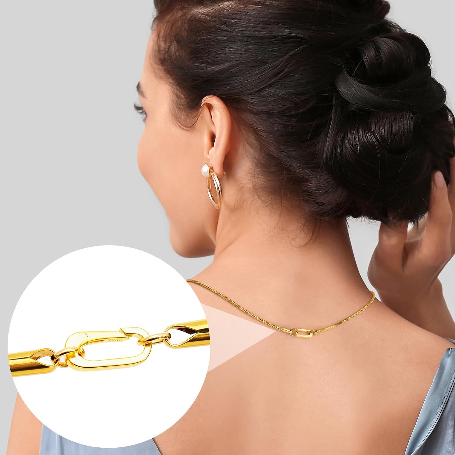 18K Gold Plated Pendant Clasps, 925 Sterling Silver Oval Jewelry Clasps Rings, 13mm Hypoallergenic Connectors Accessories for Bracelet Necklace Earring Keychain- Gold
