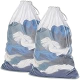 Bolsa De Lavandería De Malla Con Cierre De Cordón, Resistente Pero Ligera, Tamaño Extragrande De 24 x 36 Pulgadas, Apta...