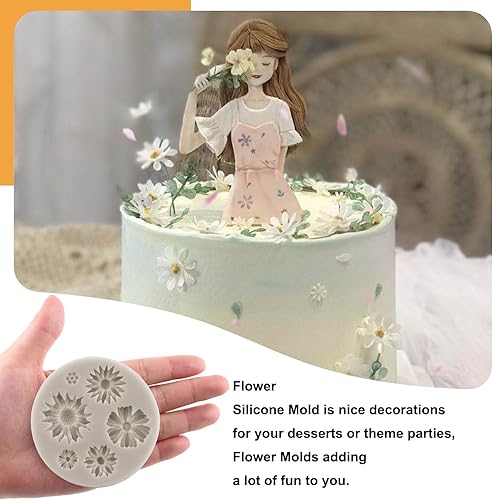 Miniatura 3 de Sijiangmold Moldes de silicona para fondant de margaritas de crisantemo para decoración de pasteles, caramelos, arcilla polimérica, pasta de goma de