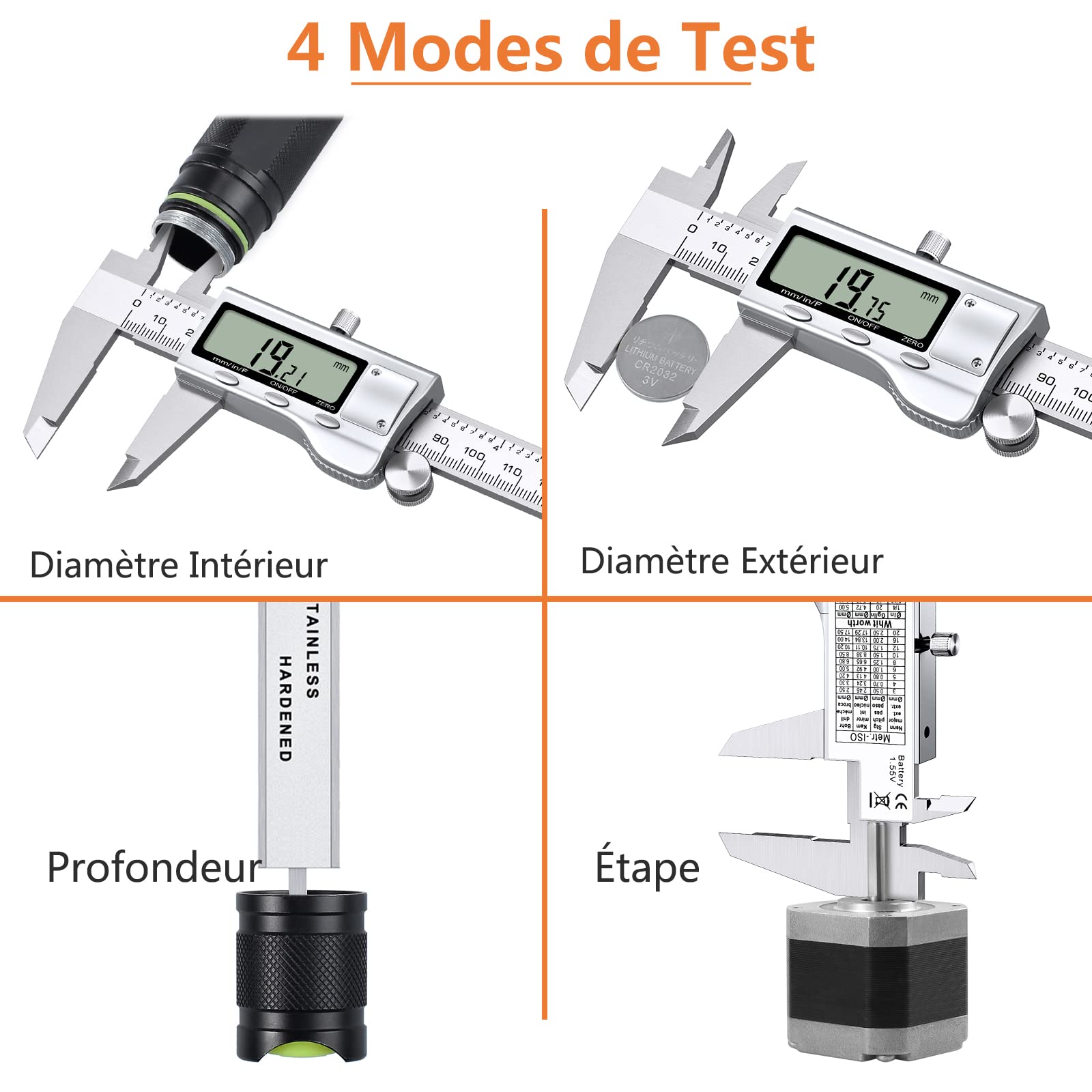 Proster Pied à coulisse numérique 150 mm/6 pouces en Acier inox Pied à coulisse électronique Fractions/Pouce/Conversion métrique Outil de mesure pour Longueur Largeur Profondeur Diamètre intérieur