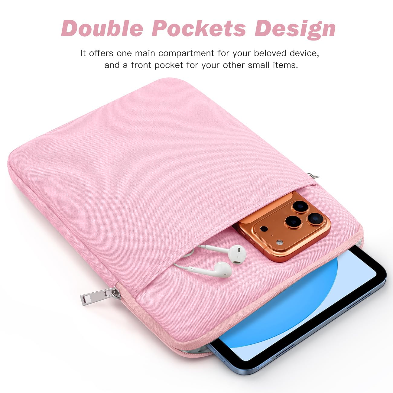 Dadanism 9-11" Custodia Protettiva Sacchetto per iPad (A16) 11", iPad Air 11" M4/M3, iPad Pro 11" M5/M4, iPad 10a Gen 10,9", iPad 9/8/7a Gen 10,2", Galaxy Tab A11+ 11", Tab M11 11", Fiore Rosa