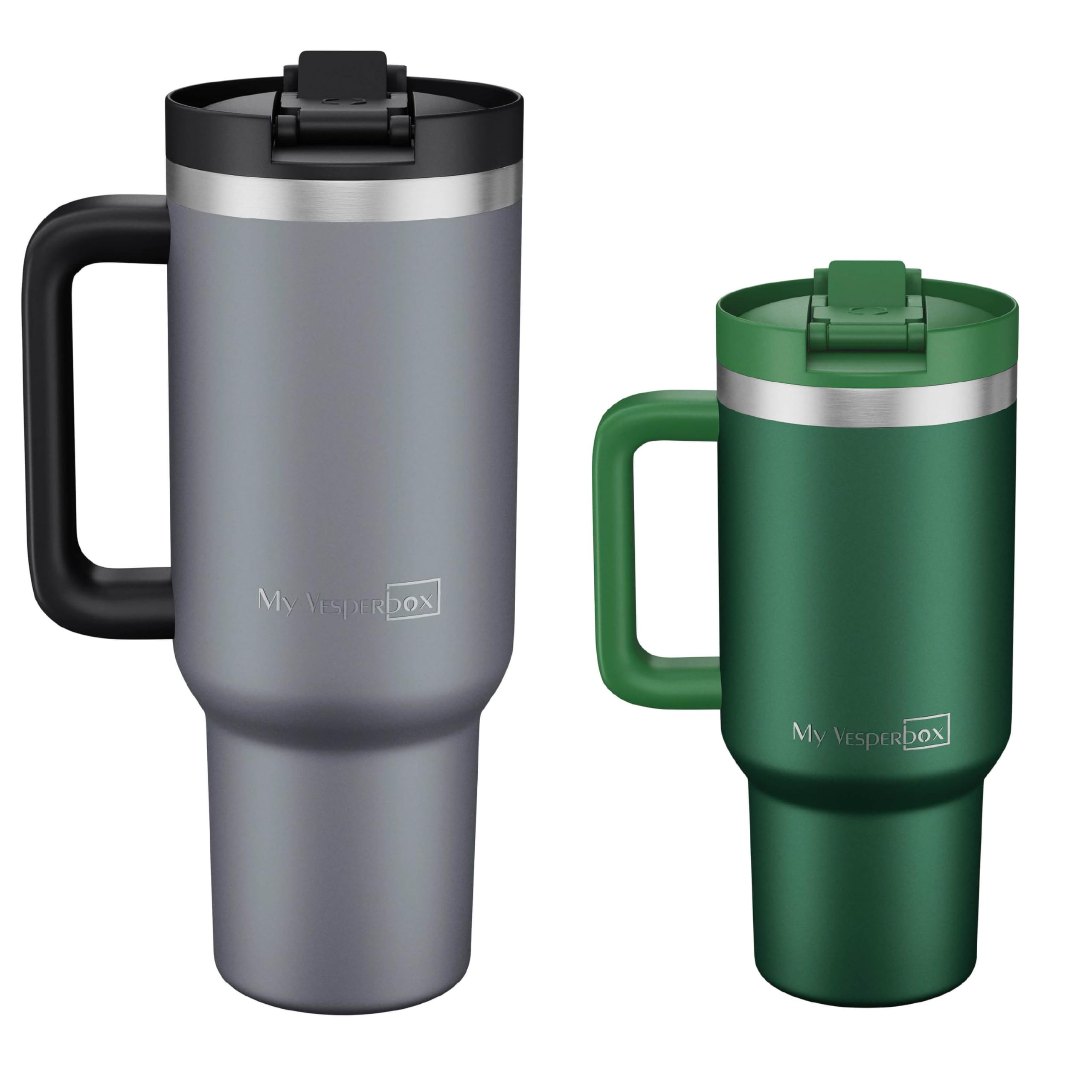 My Vesperbox Zestaw termiczny, kubek pod brodę, 500 ml + ThermoMinny 600 ml, bez BPA, szczelny, dla dzieci i dorosłych, do szkoły, biura, na czas wolny, na zewnątrz
