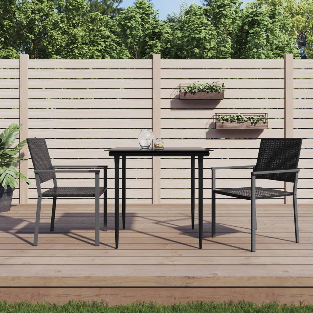 Chaises de salle a manger noires en polyrotin resistantes lot de 2