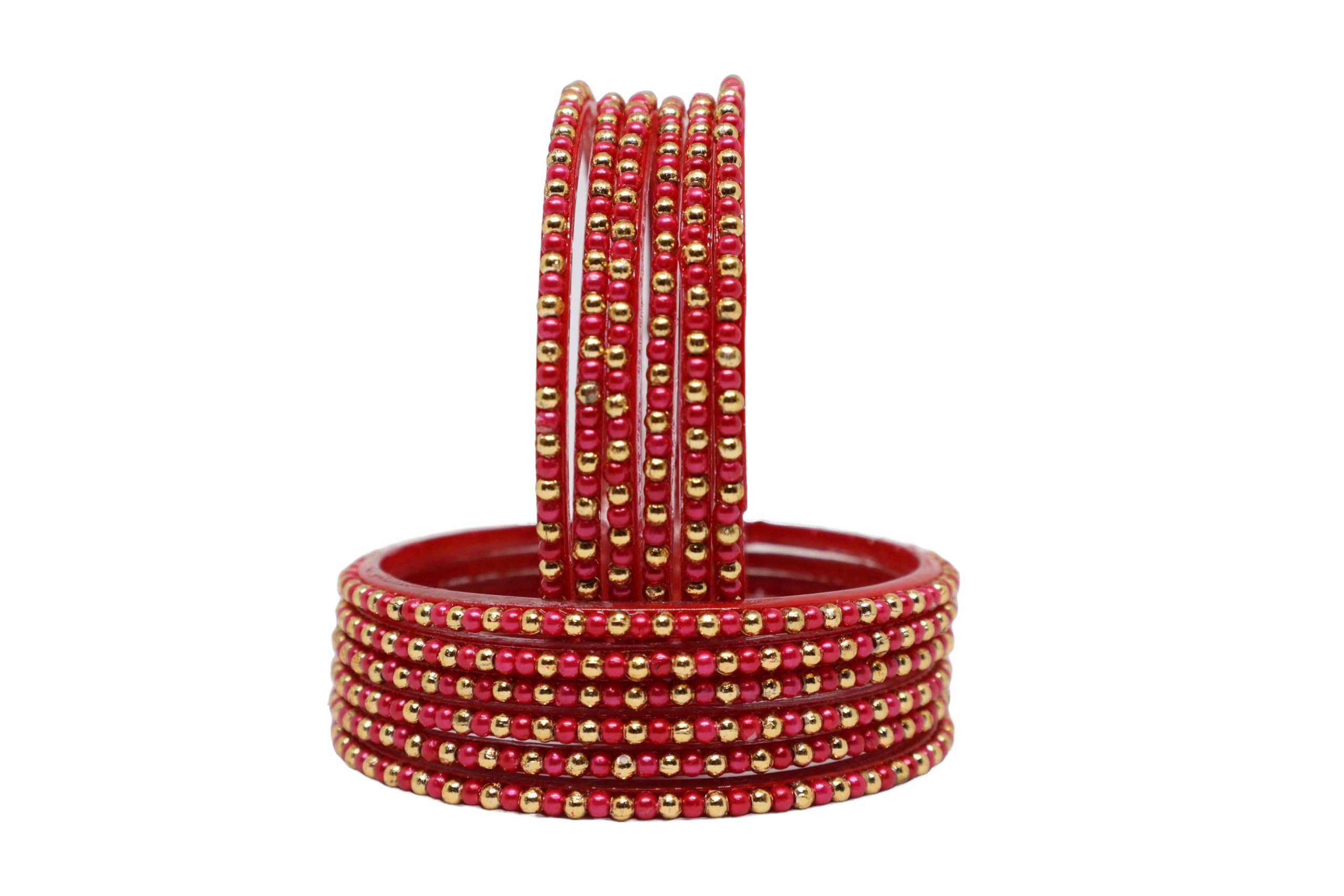 Beautyfull Glass Bangles Beading With colored Beads And Golden Beads For Adult,Women And Girls (Packing Of 12 Bangles) (RED, 2.6) (B0DB89SXNH) Amazon Price History, Amazon Price Tracker