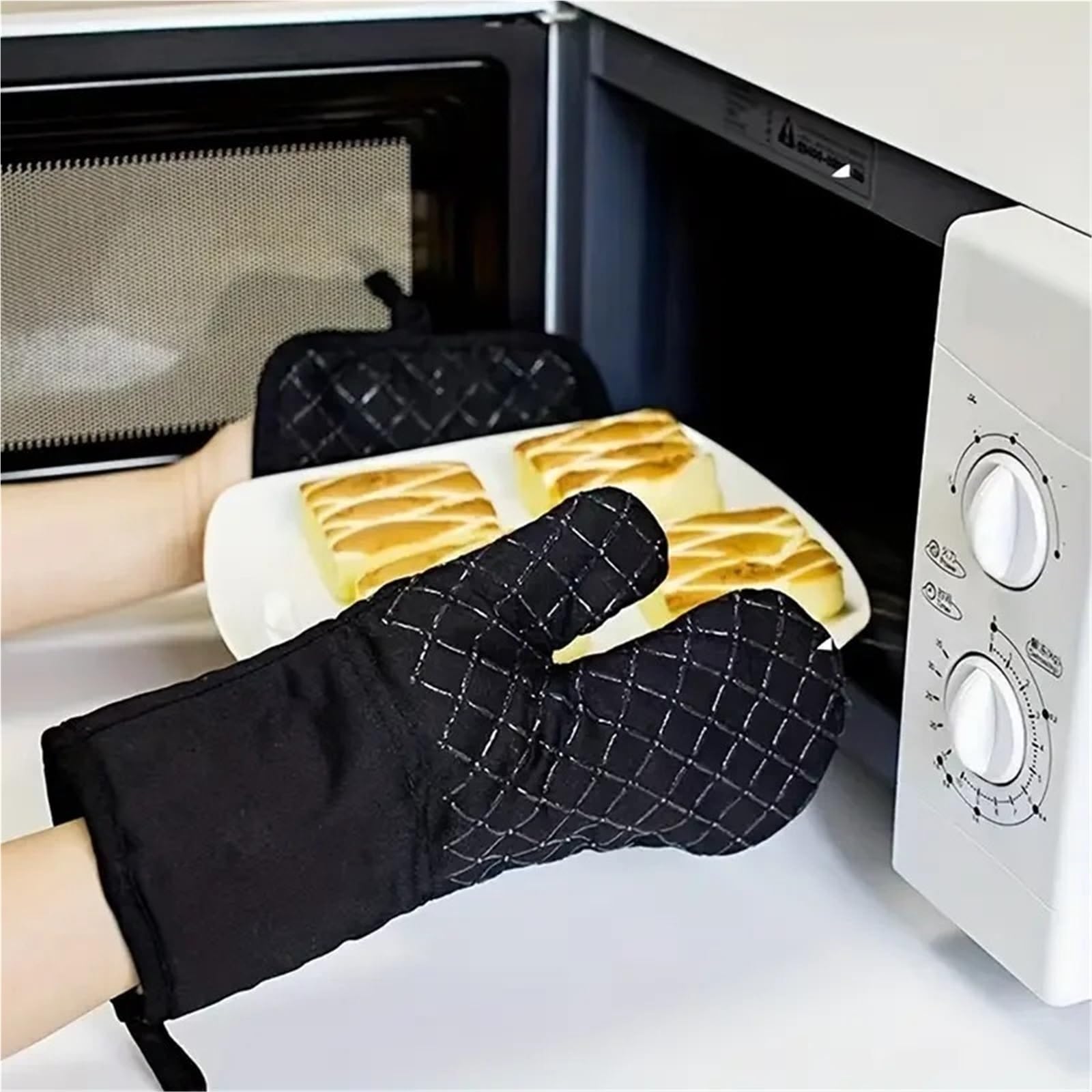 MRKU Backhandschuhe, Ofenhandschuhe, hitzebeständig, Silikon-Topflappen-Set, rutschfest, hitzebeständige Küchenisoliermatte