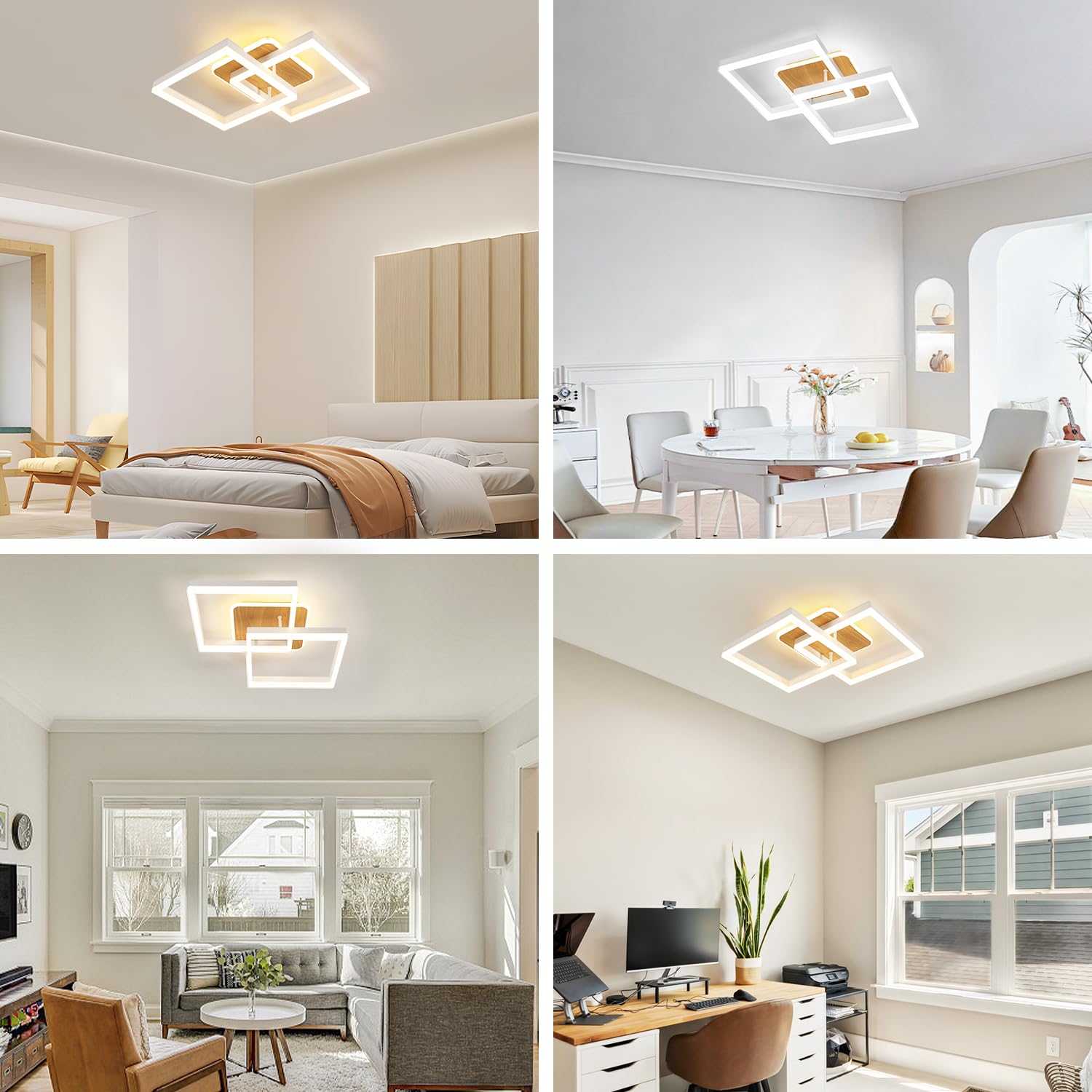 Comely Plafonnier LED 40W 4500LM, Luminaire Dimmable Avec Télécommande | Blanc Carrée 3000K-6500K Moderne Lampe LED pour Chambre Cuisine Salon