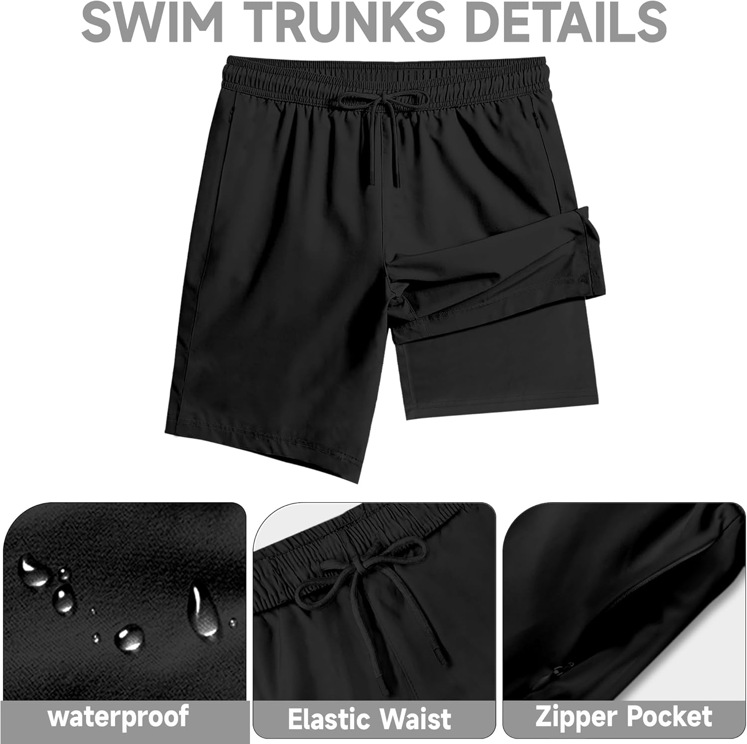 Big and Tall Men's 10'' Swim Trunks with Compression Liner Quick Dry Bathing Suit Summer Beach Shorts, 2XL-9XL