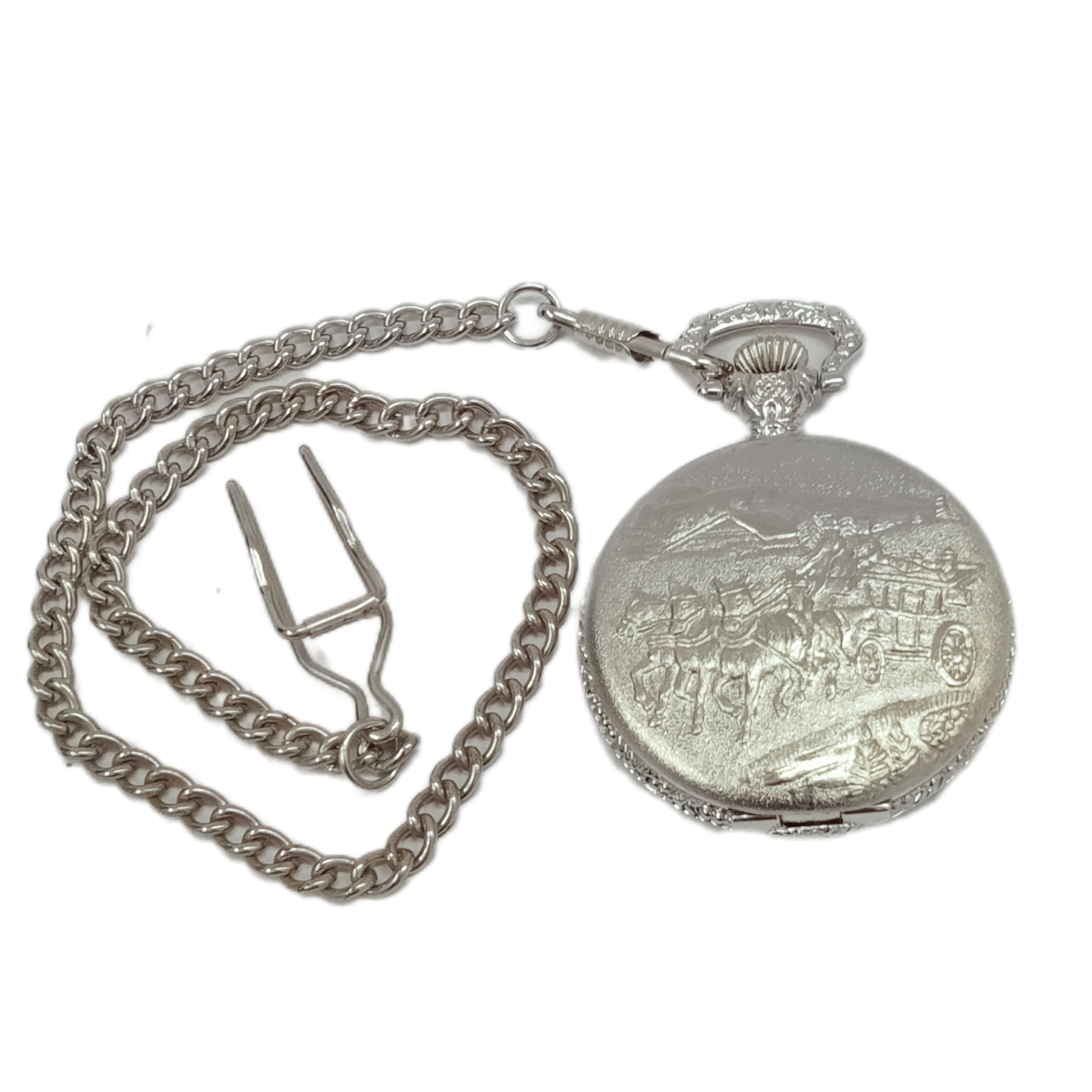 Vintage Style Pocket Watch with Chain | Classic Antique Design Quartz Pocket Watch for Men & Women-image-35