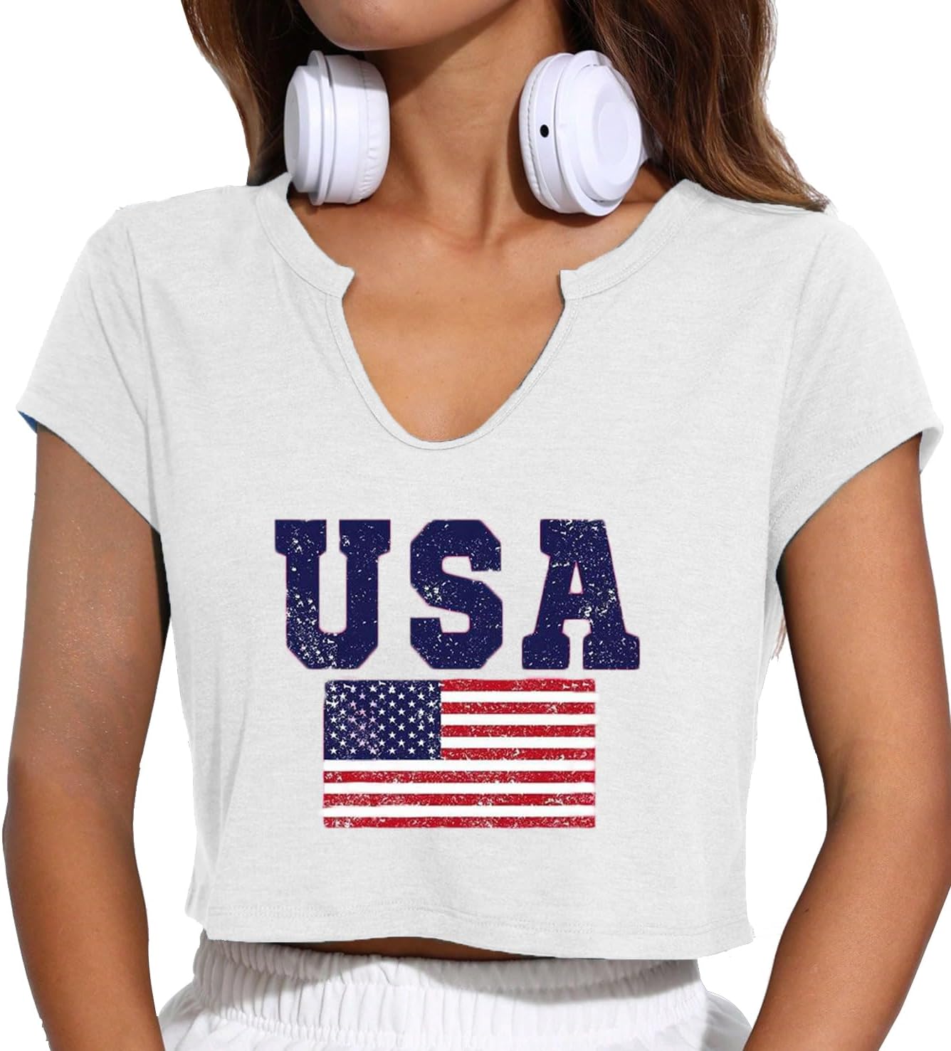 4th of July Crop Tops for Women Funny American Flag Shirts Tank Tops Outfits