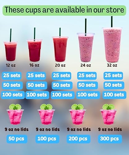 Miniatura 6 de Vasos de plástico transparente de 32 onzas con tapas y pajitas, vasos desechables para bebidas frías, café helado, batidos, batidos, 25 juegos