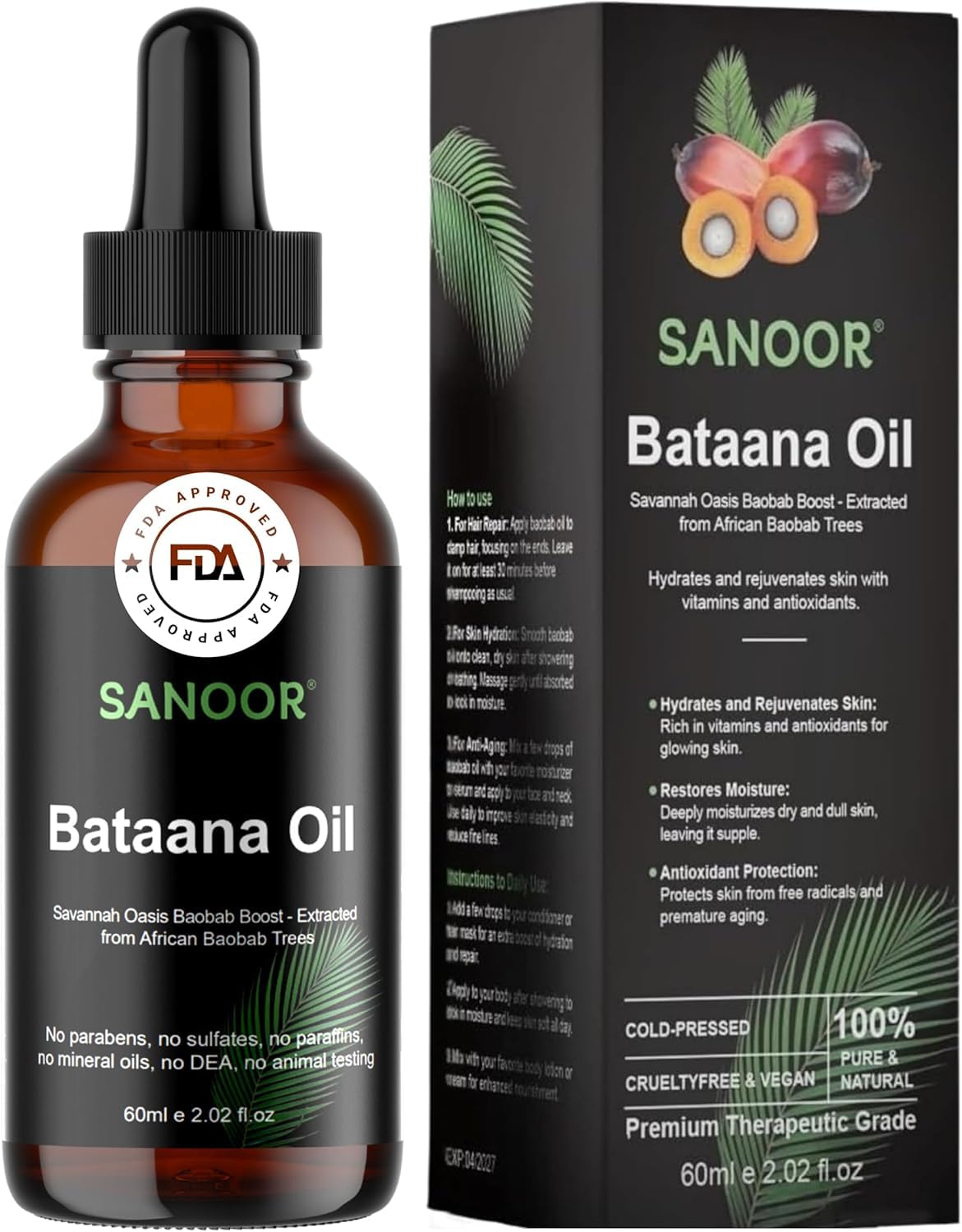 African Batana Oil | Savannah Oasis Organic| 100% Pure (2.02oz)| Infused with Nutrients Pure Hair Butter | Cold-pressed | FDA APPROVED | 60ml