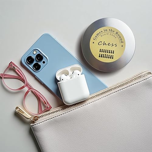 Miniatura 3 de Mini juego de ajedrez con estuche de metal, juego de mesa de viaje portátil de 3.7 pulgadas para adultos y niños, regalo único para los amantes del