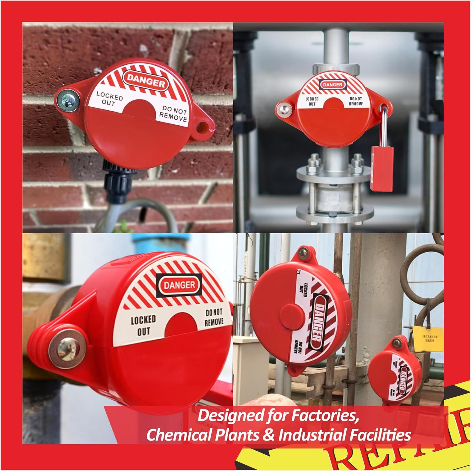 Adjustable Gate Valve Lockout Device for Safety, Compatible with Standard Padlocks, Durable Engineering Plastic, Ideal for Lockout Tagout (Loto) Applications,1pc (6.5"–10")