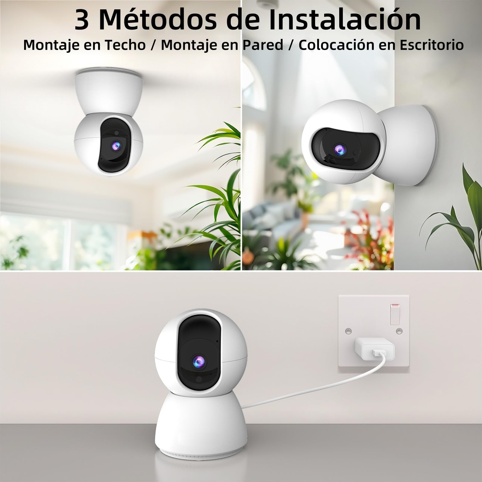 Camara Vigilancia WiFi Interior 2K, 360° Camaras Domicilio WiFi | 2.4/5GHz Camara WiFi con Detección de Movimiento, Visión Nocturna, Seguimiento Automático, Audio Bidireccional (2Pack)