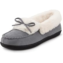 RockDove Womens Faux Fur Lined Micro Suede Moccasin Slipper