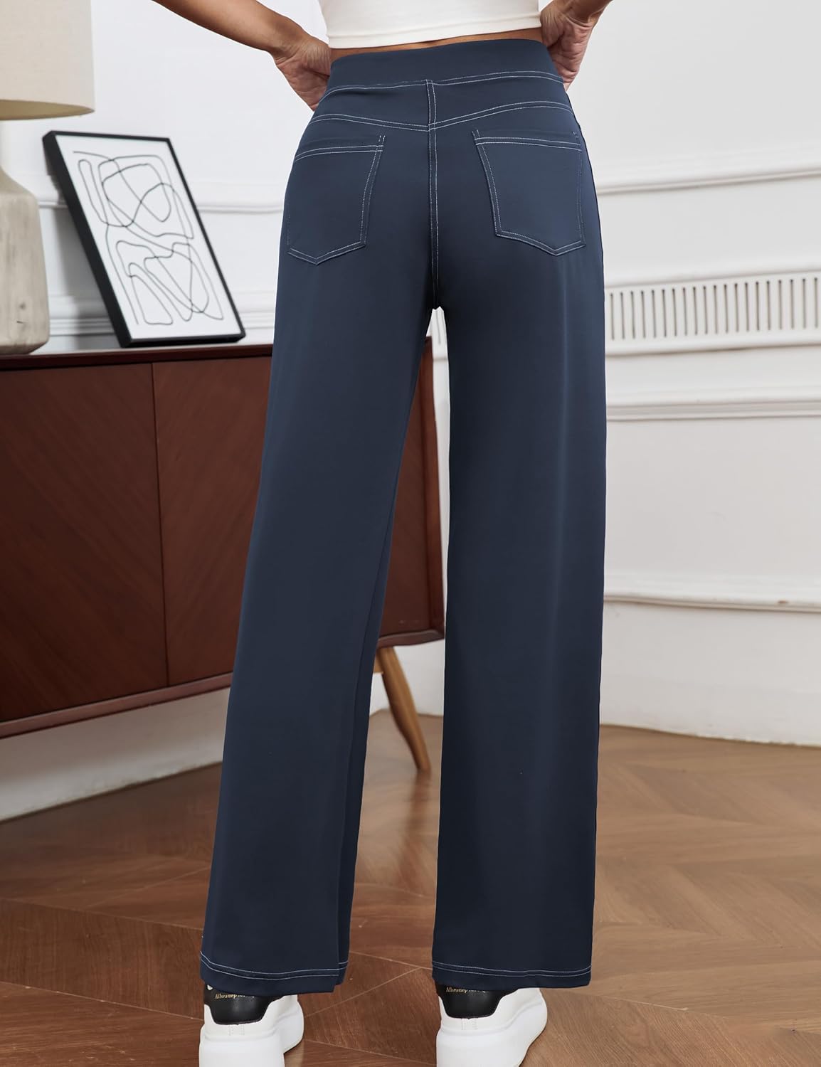 Womens Yoga Pants High Waist Stretchy Wide Leg Straight Jeans Casual Dress Work Pants for Women, S-XL
