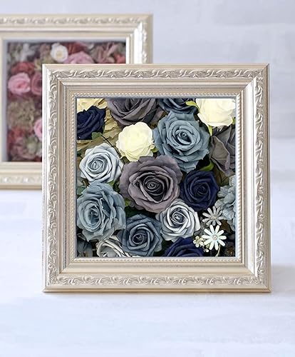 Miniatura 5 de Rosas artificiales de seda azul polvoriento a granel para hacer ramos de boda decoraciones de despedida de soltera arreglos florales falsos centros