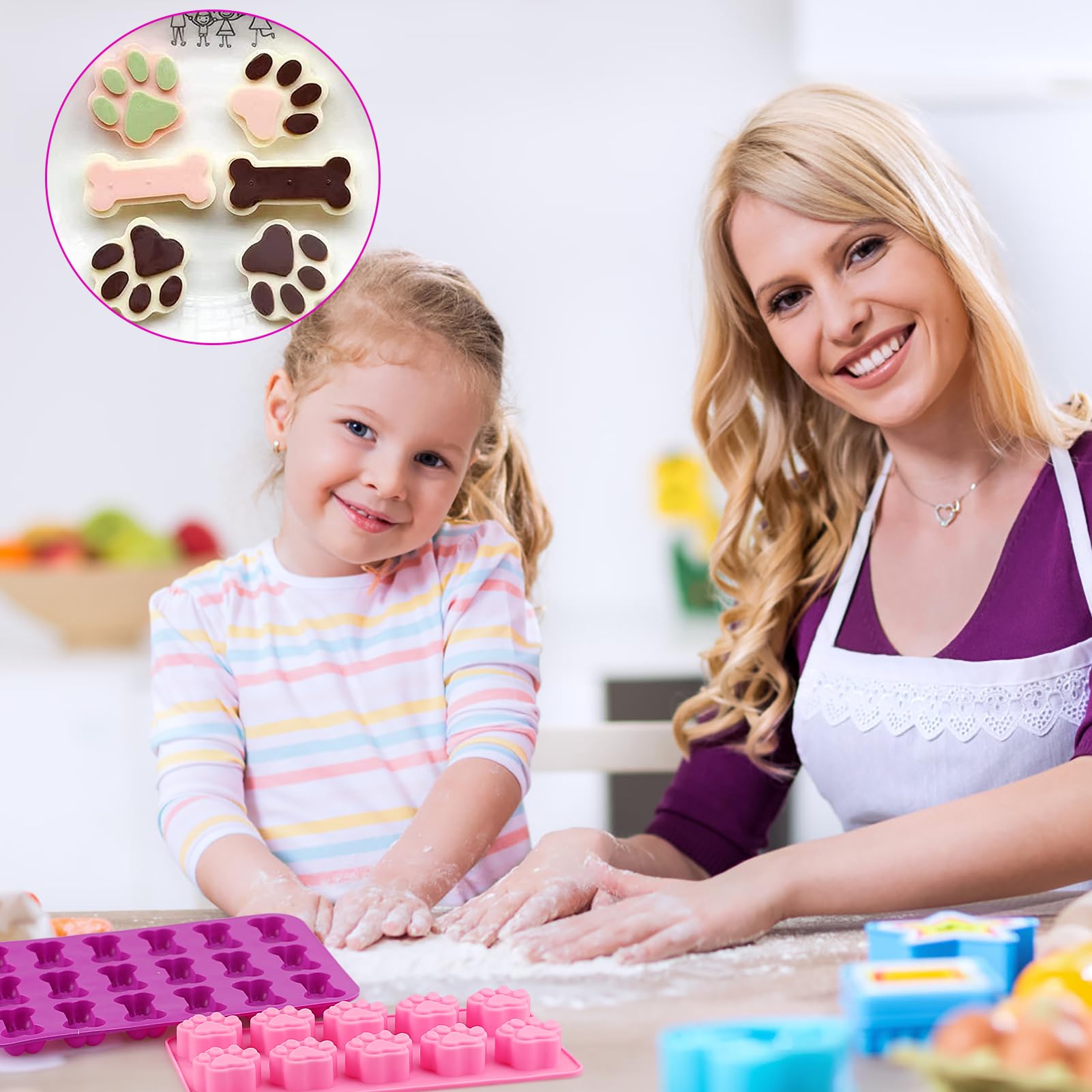 Selecto Bake Stampi In Silicone Per Dolci A Forma Di Zampe E Ossa Di Cane - 6 Cavità, Antiaderente, Per Cioccolato, Ghiaccio E Snack Per Cani