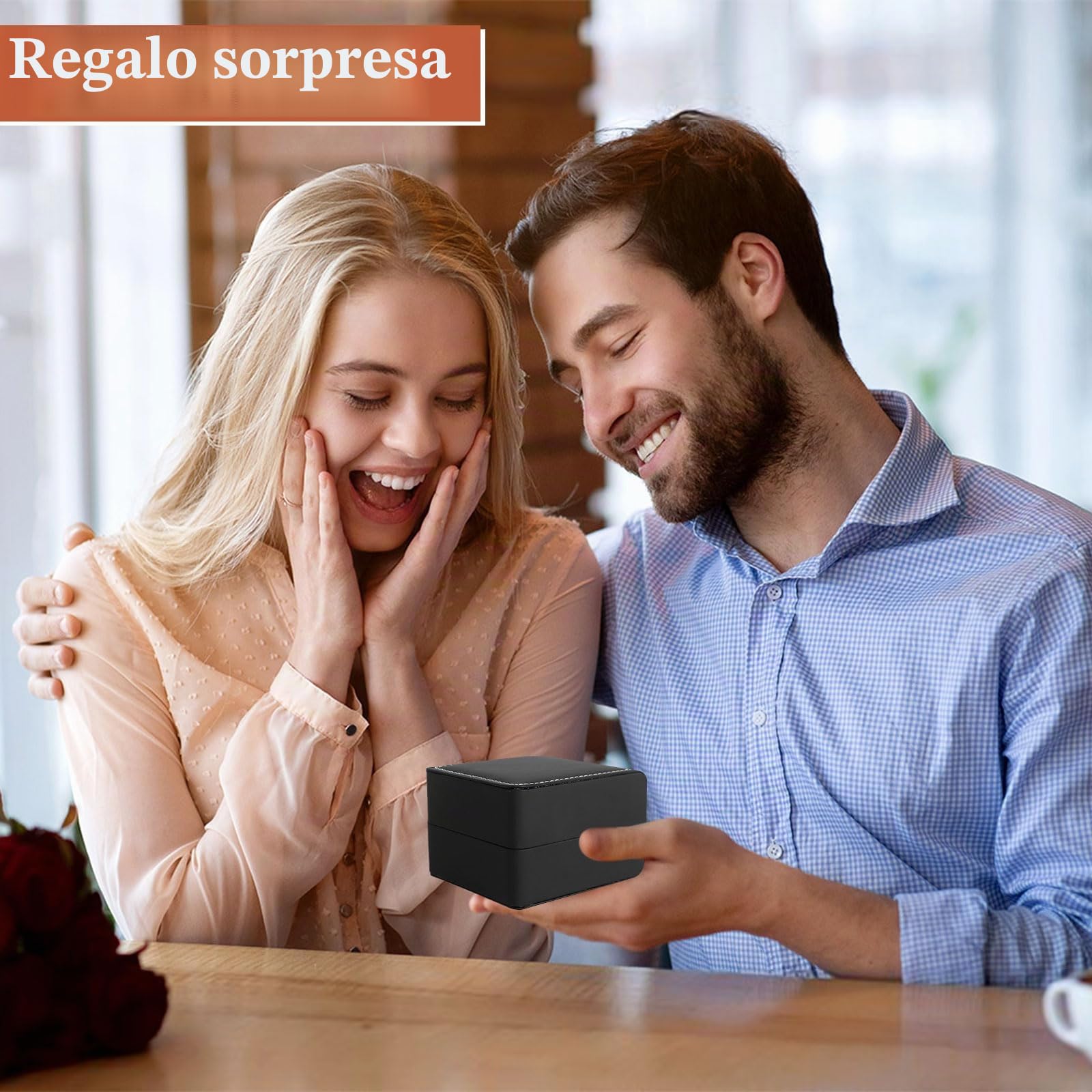 HFDONGL Caja de reloj individual con cojín extraíble de PU para almacenamiento portátil