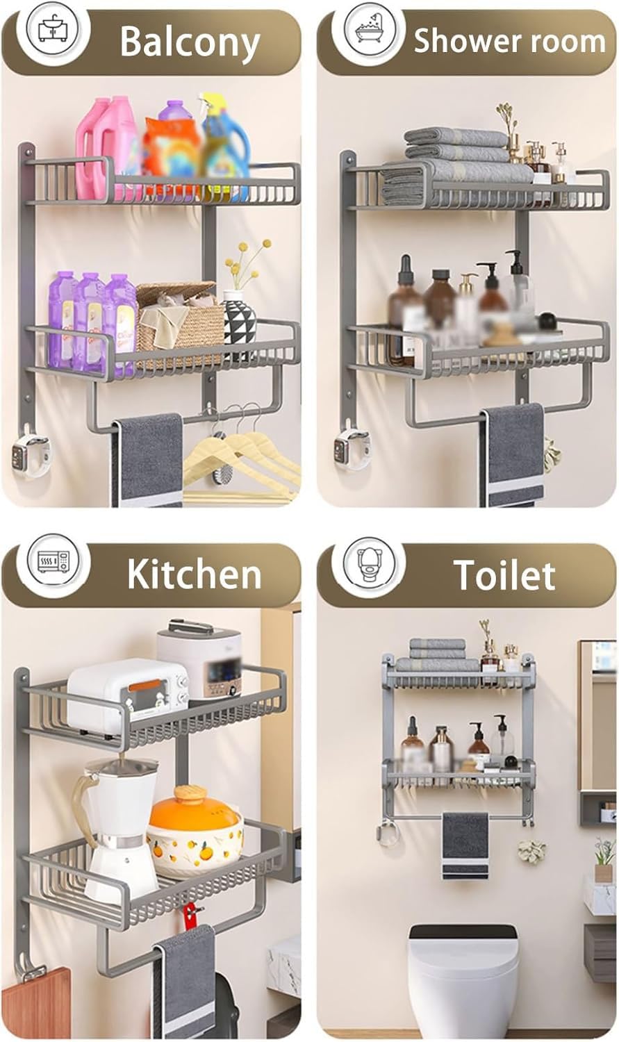 Platzsparende Doppelschicht-Duschablage für Badezimmer, Küche, Wohnzimmer und Schlafzimmer – vielseitiger eingebauter Nizer für effiziente Aufbewahrung