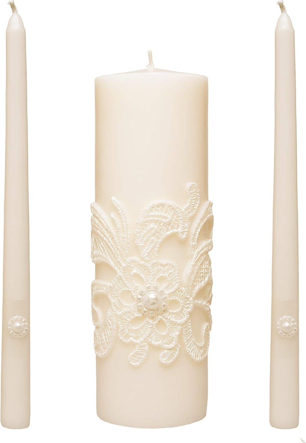 Hosley 11.5-Inch Cream Unity Candles for Wedding - Set of 3, Including 1 Pillar and 2 Taper Candles - Ideal for Weddings, Special Events, Emergency Lighting, Reiki Spa