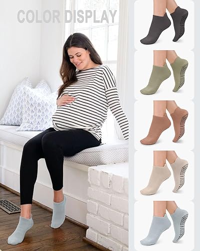 Miniatura 3 de 5 pares de calcetines de agarre para Pilates y yoga con agarre para mujer, calcetines deportivos antideslizantes para ballet, danza, entrenamiento,