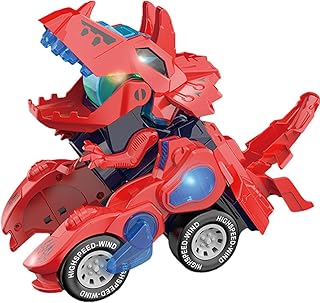 Transforming Dinosaur Toys, Dinosaur Car Transforming Automatically, Reusable and Portable Dinosaur Transform Car Toy with Light for 3 Years Old Girls, Kids, Boys Damlux