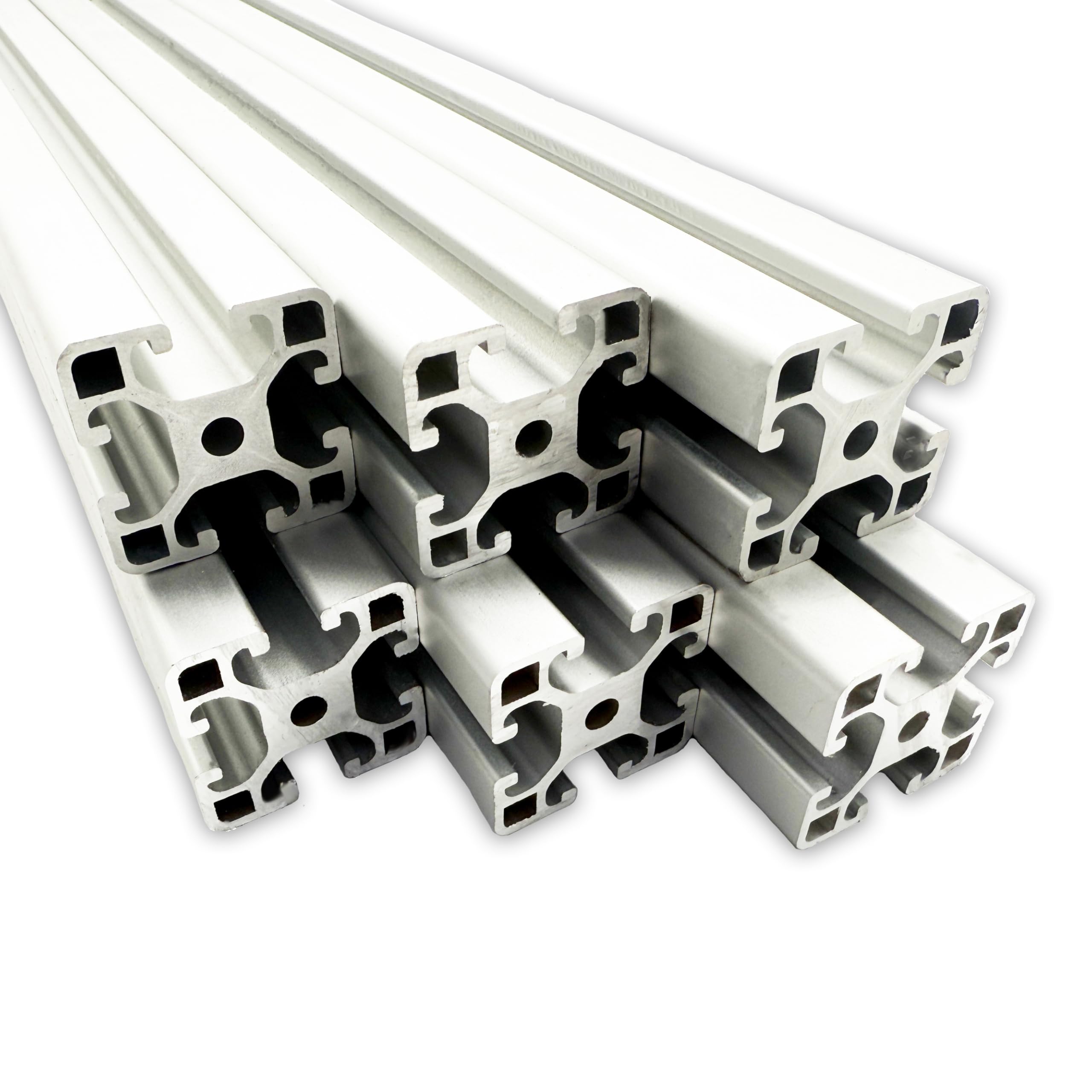 Aluprofil 40x40 mm | Nut 8 | 6 Stück mit 2 Meter = 12 Meter | eloxiert | Aluminium Profil | Nutenprofil | Aluprofil | Alu Profil | Leicht | Montagesystem |