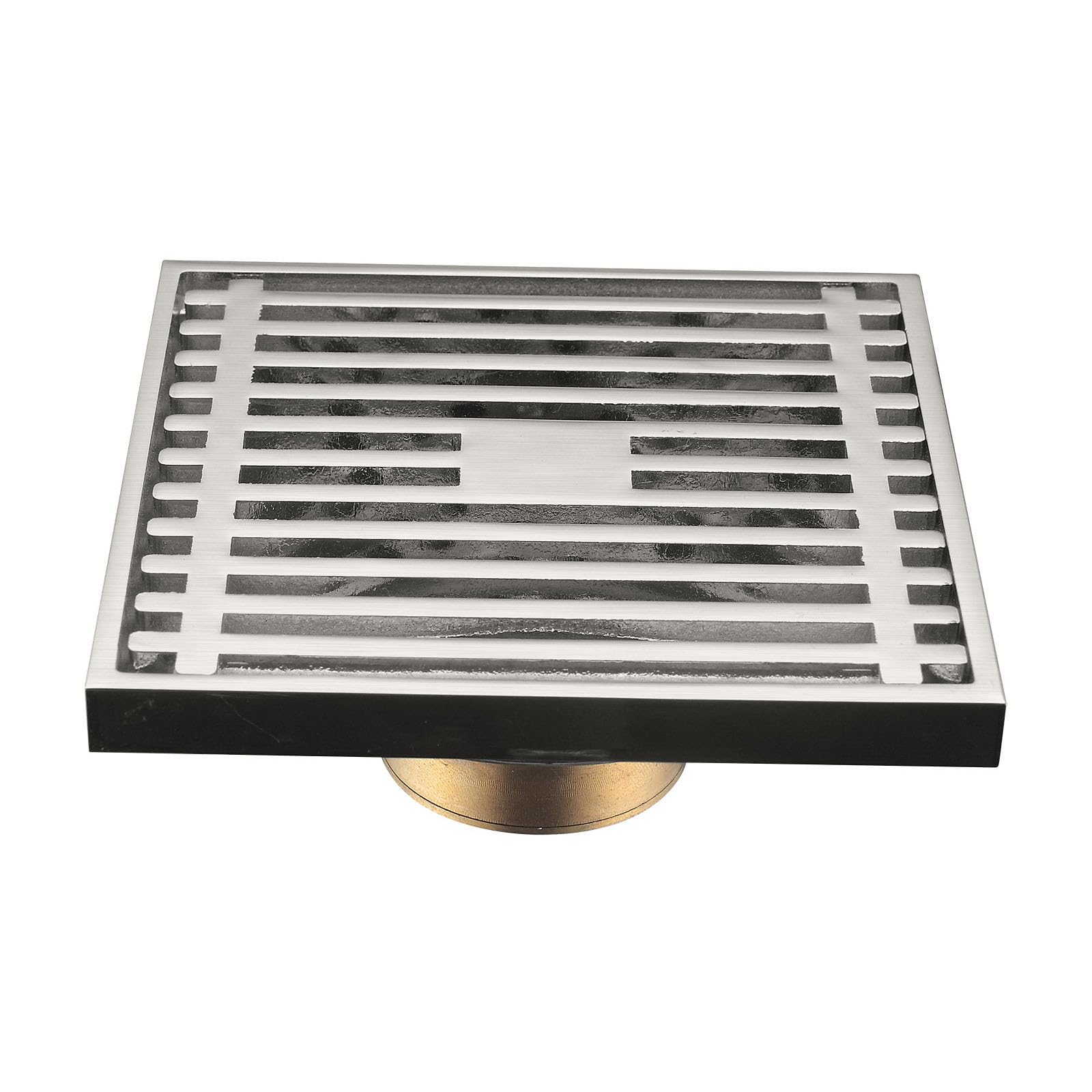 Desagüe de Ducha Cuadrado de latón, desagüe de Ducha con Rejilla, desagüe de baño con Tapa de Filtro extraíble, A: Oro Rosa (Cepillado)