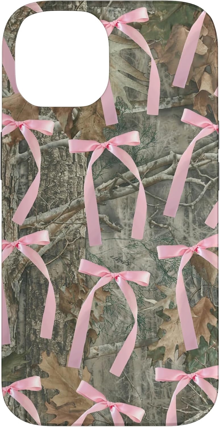 Aesthetic Camo Pink Bow And Ribbon Hunting Girl Women Case for iPhone 15 Pro Max