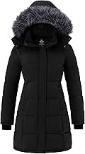 wantdo Women's Waterproof Winter Coat Warm Long Puffer Jackets with Faux Fur Hood Thicken Parka