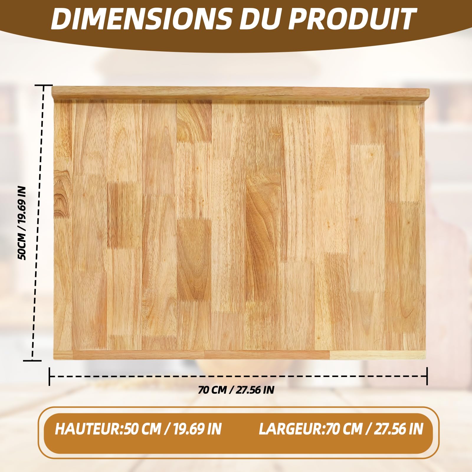 Planche à pâtisserie en bois 70x50 cm