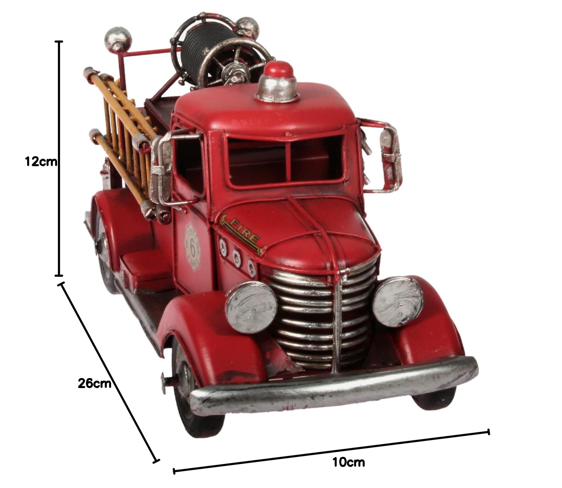 Feuerwehr Auto Metall 26 cm mit Spardose und Bilderrahmen Oldtimer Nostalgie Blech Löschwagen Modell Wagen LKW