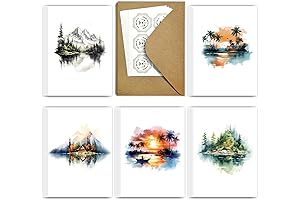 25 Watercolor Landscape Blank Cards with Envelopes All Occasion Cards (Landscape 5x5)