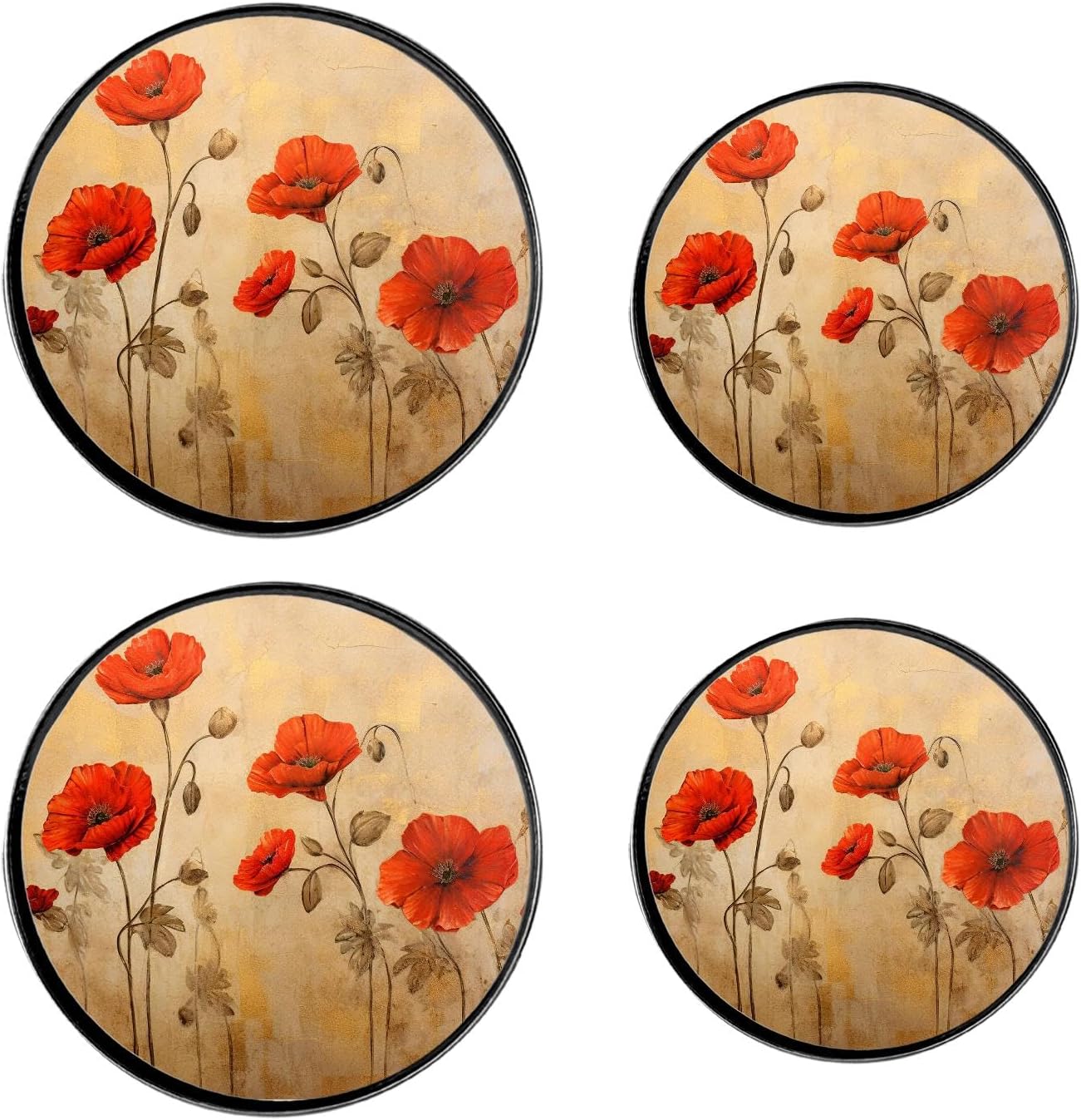 Flower Set of 4 Stove Burner Covers - Premium Round Electric Stove Range Protectors,8 IN & 10 IN