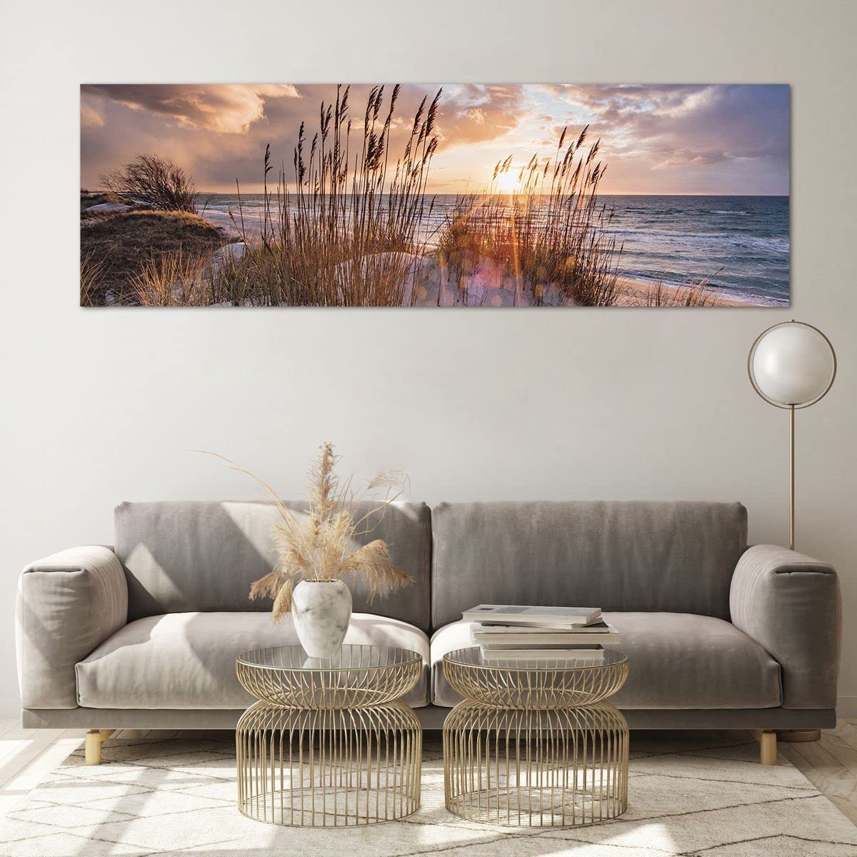 Panorama Bilder auf Glas 160x50cm Glasbild Westen auf der Strand Groß XXL Wanddeko Bild im Glas Schlafzimmer Küche Wandbilder Dekoration Wohnzimmer Modern Wall Decor Wand Kunstdruck Art GAB160x50-4710
