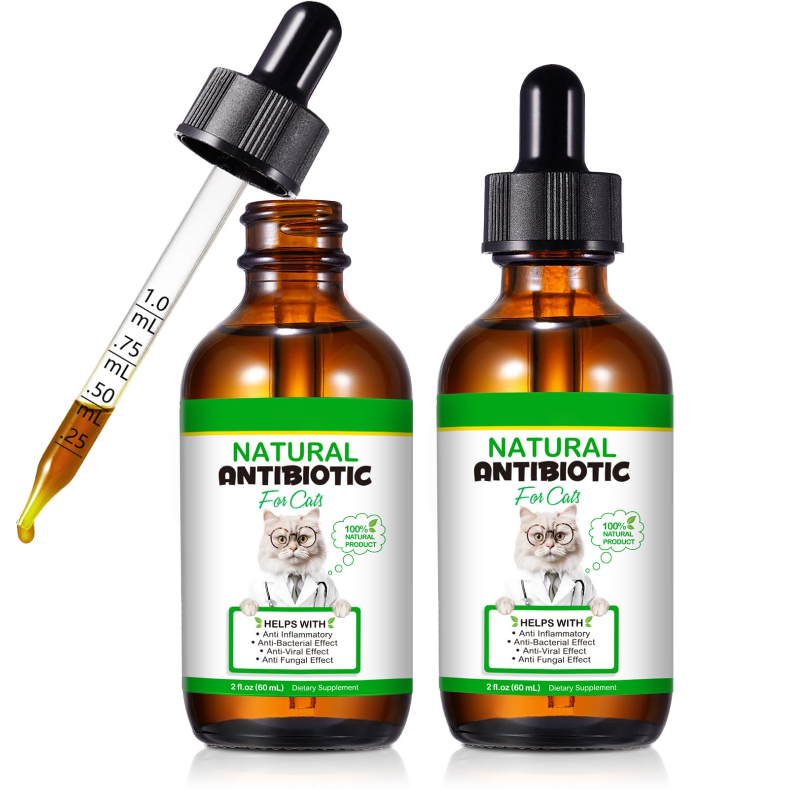 2 Pack Antibiotics for Cats, Premium Cat Antibiotics Supplement, Cats Multivitamin, Natural Antibiotic for Cats, Cat Antibiotic, Cat Antibiotics Supports Immune & Cats Allergy Relief