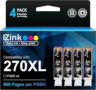 E-Z Ink (TM Compatible Ink Cartridge Replacement for Canon PGI-270 PGI 270 to use with MG6821 TS6020 MG6820 MG5720 MG5721 MG5722 TS5020 TS8020 TS9020 MG7720 Printer (Large Black, 4 Pack)